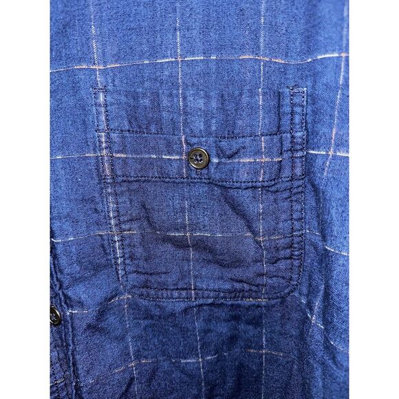 Carbon 2 Cobalt Flannel Shirt Lrg Blue Blanket Striped Lined Long Sleeve #433 - Picture 3 of 4